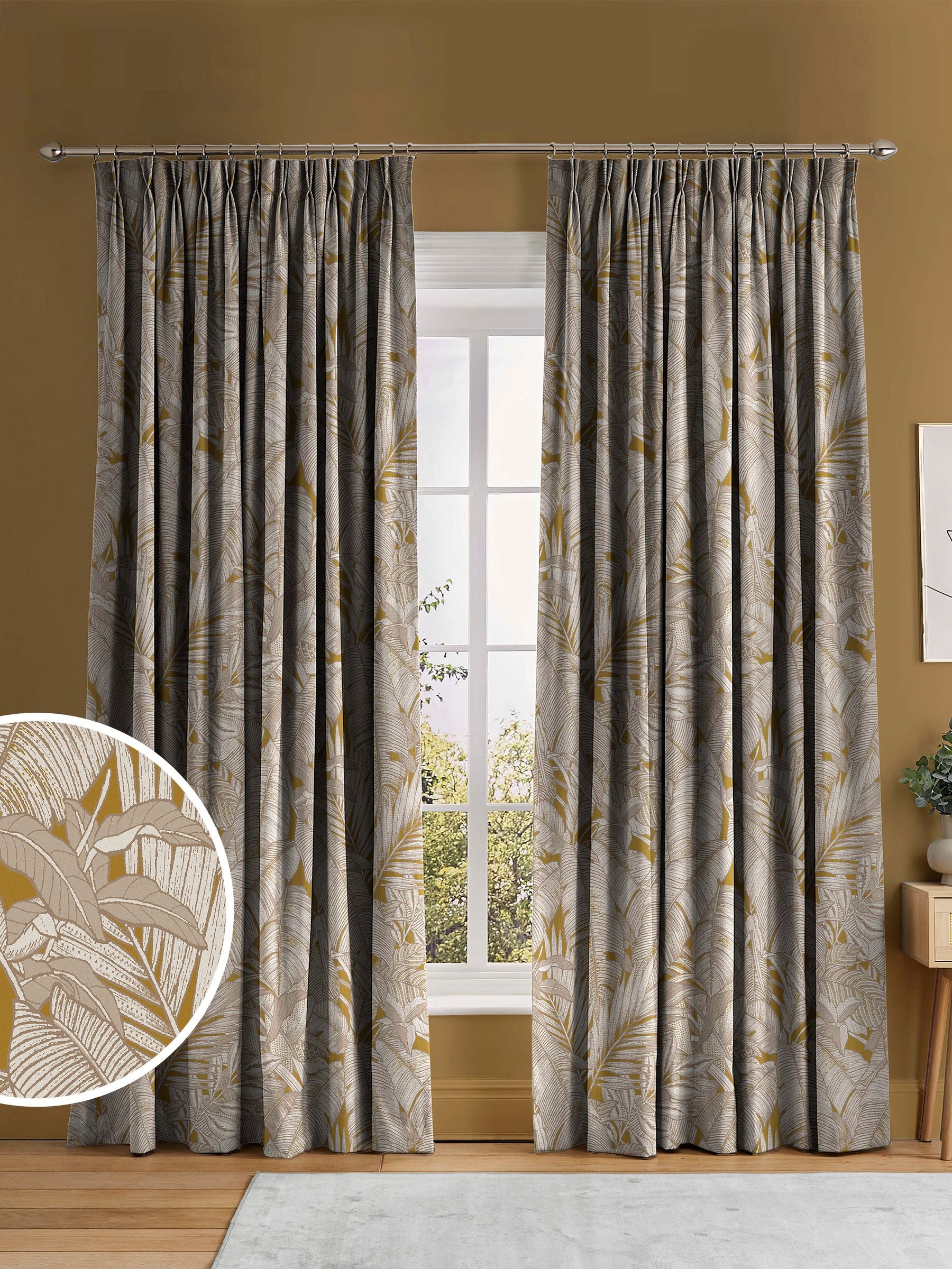 Graham & Brown Paradys Turmeric made to measure curtains, UK version
