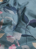 Blue/White Floral Oxford Edge Reversible 100% Cotton Duvet Cover and Pillowcase Set