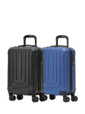 Flight Knight Black + Anthracite Hard Shell Cabin Suitcase Set of 2 55x35x20cm