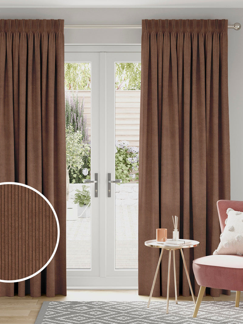 Jangga cognac brown corduroy made to measure curtains (British brand)