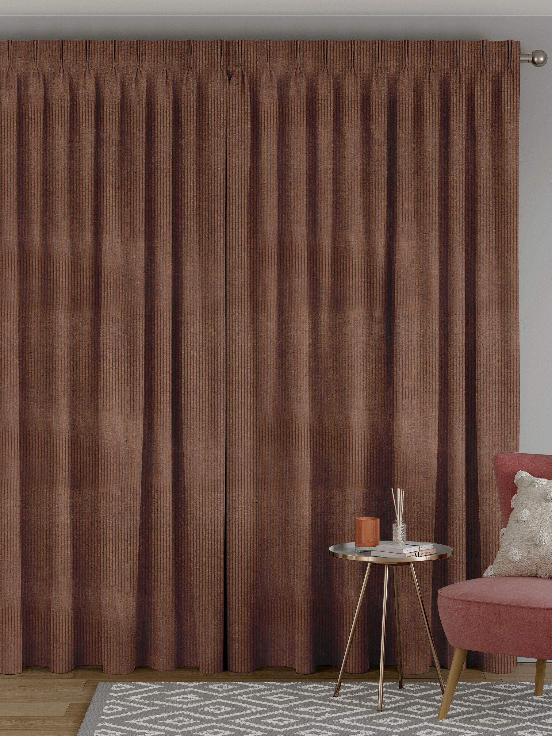Jangga cognac brown corduroy made to measure curtains (British brand)