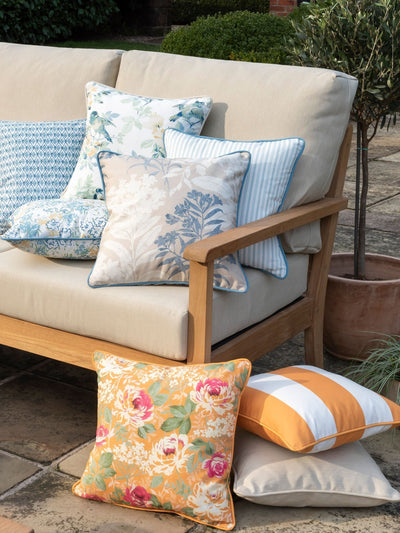 Next Laura Ashley Millwood Cammomile Outdoor Scatter Cushion 40x40cm- Buy online at McGrocer