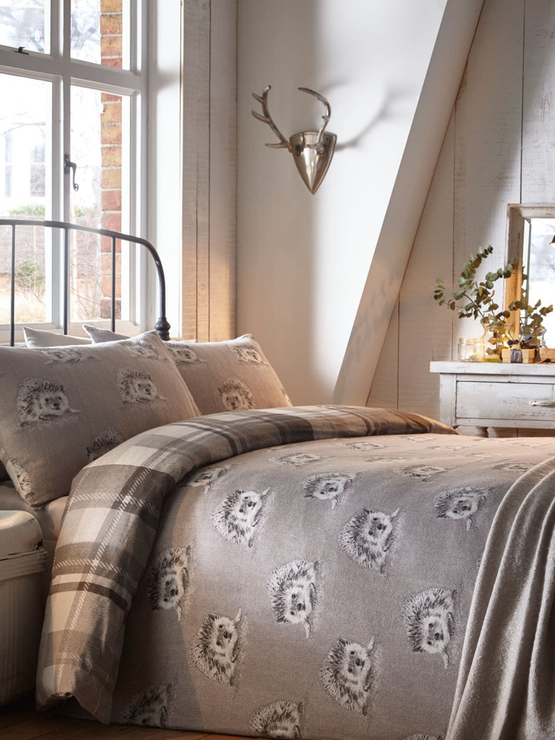 Dreams & Drapes grey Colville check duvet cover and pillowcase set - British product
