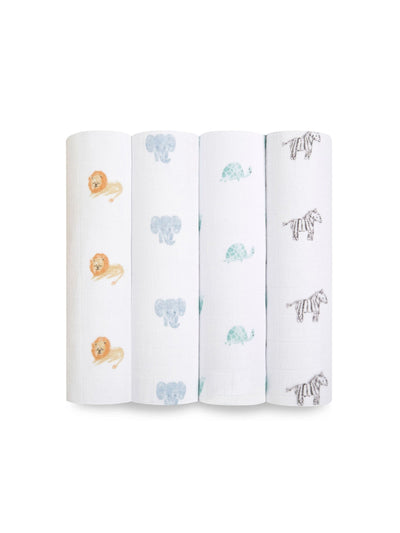 Next Aden + Anais Animal Kingdom Cotton Muslin Blankets 4 Pack- Buy online at McGrocer