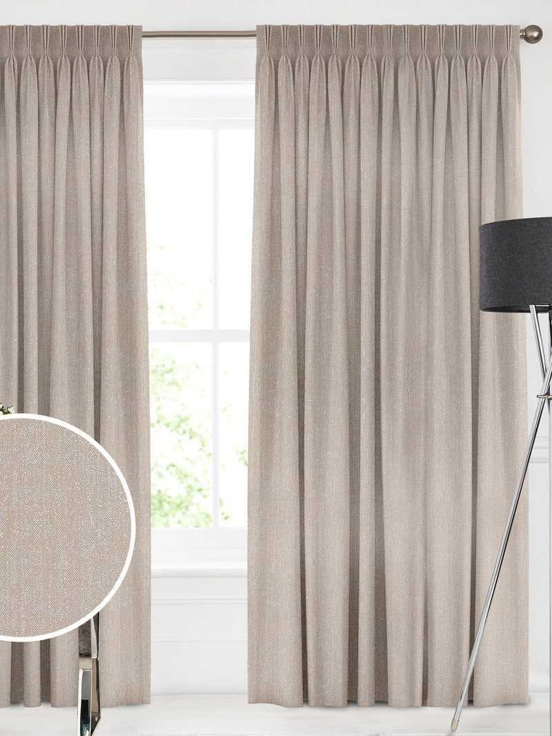 Fawn Natural Glittery made to measure curtains, UK version