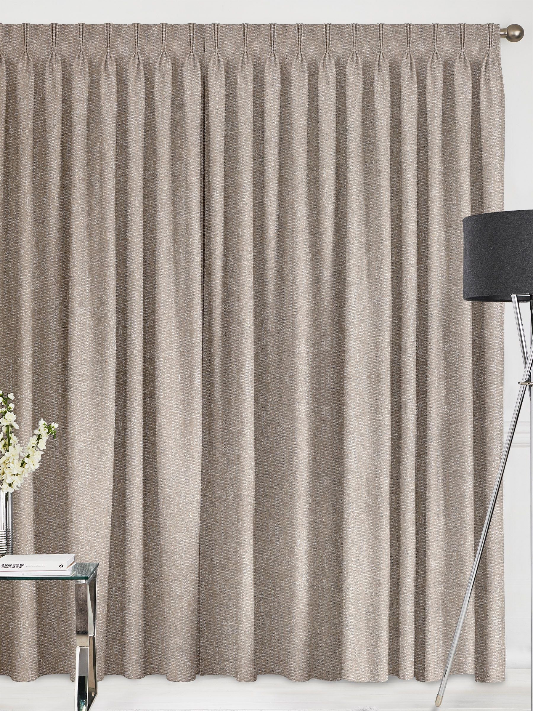 Fawn Natural Glittery made to measure curtains, UK version