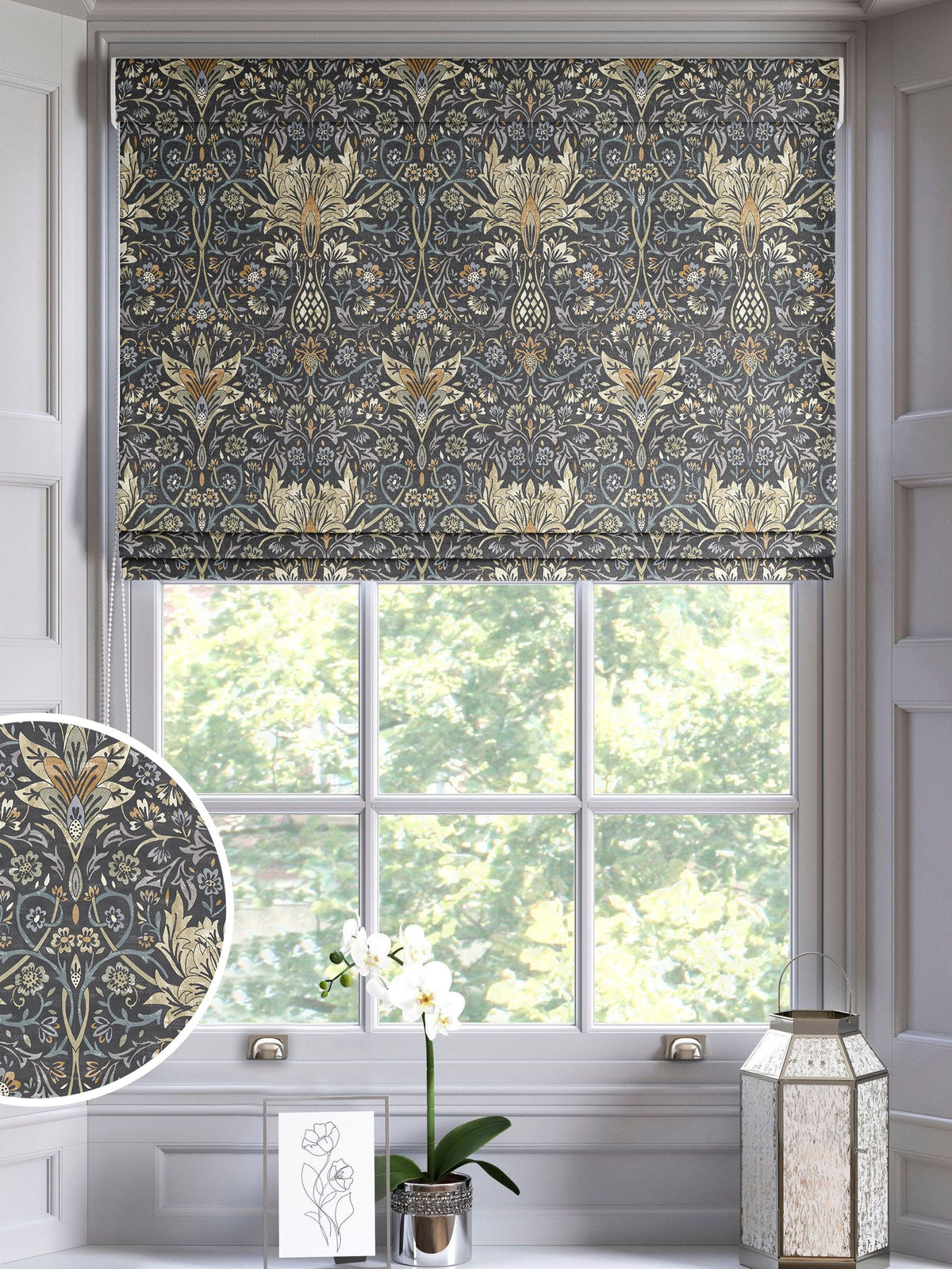 Roman blind Indigo Blue Langley, UK version