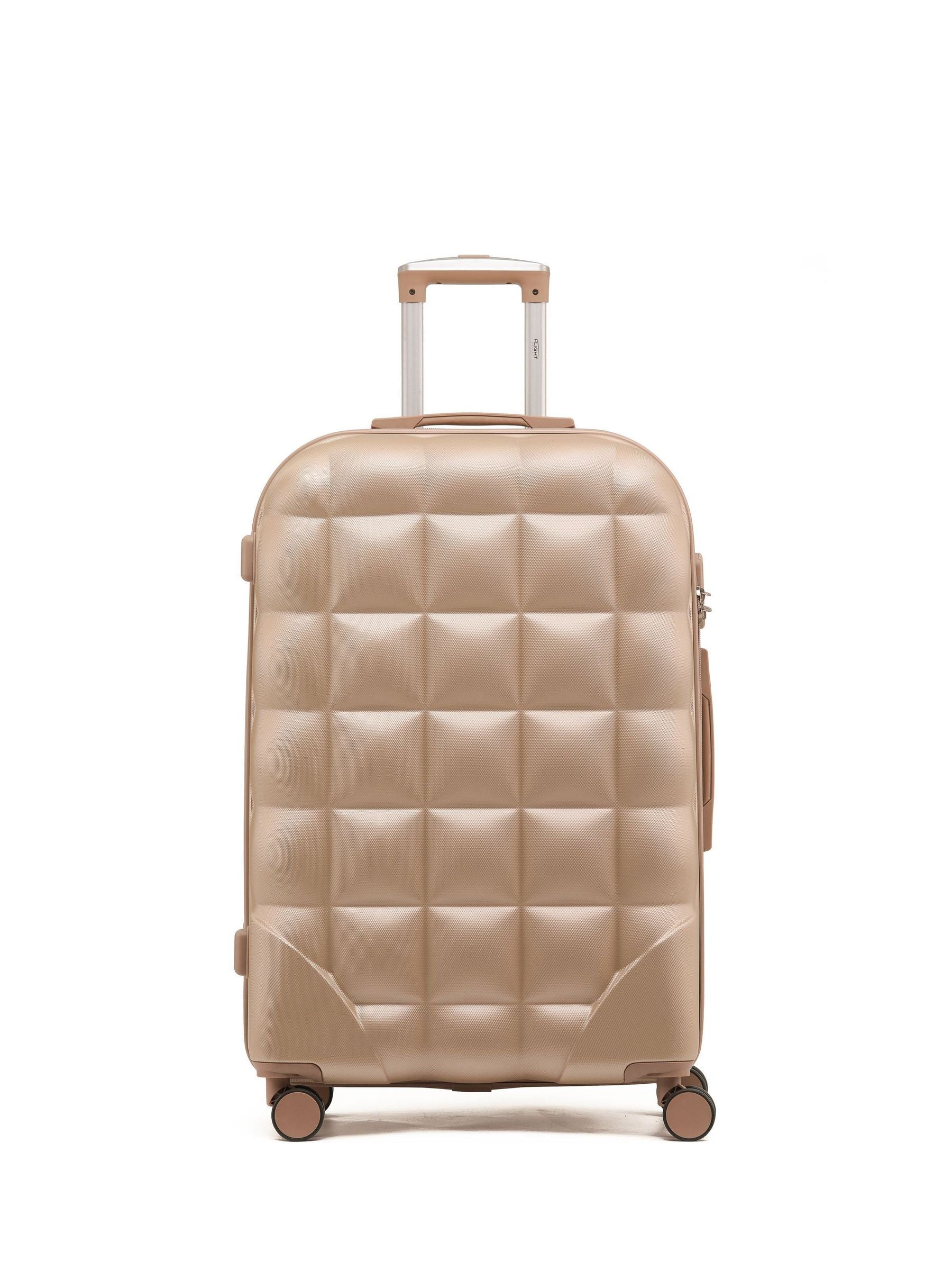 Flight Knight Champagne Large Large Hardcase Printed Lightweight Check-In Suitcase with 4 Wheels