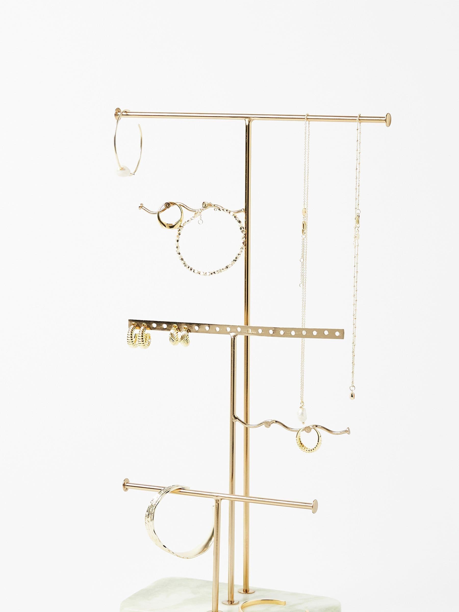 Oliver Bonas gold metal and marble wiggle jewellery stand, imported from the UK