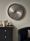 Brushed nickel round wall clock 50cm, imported from the UK
