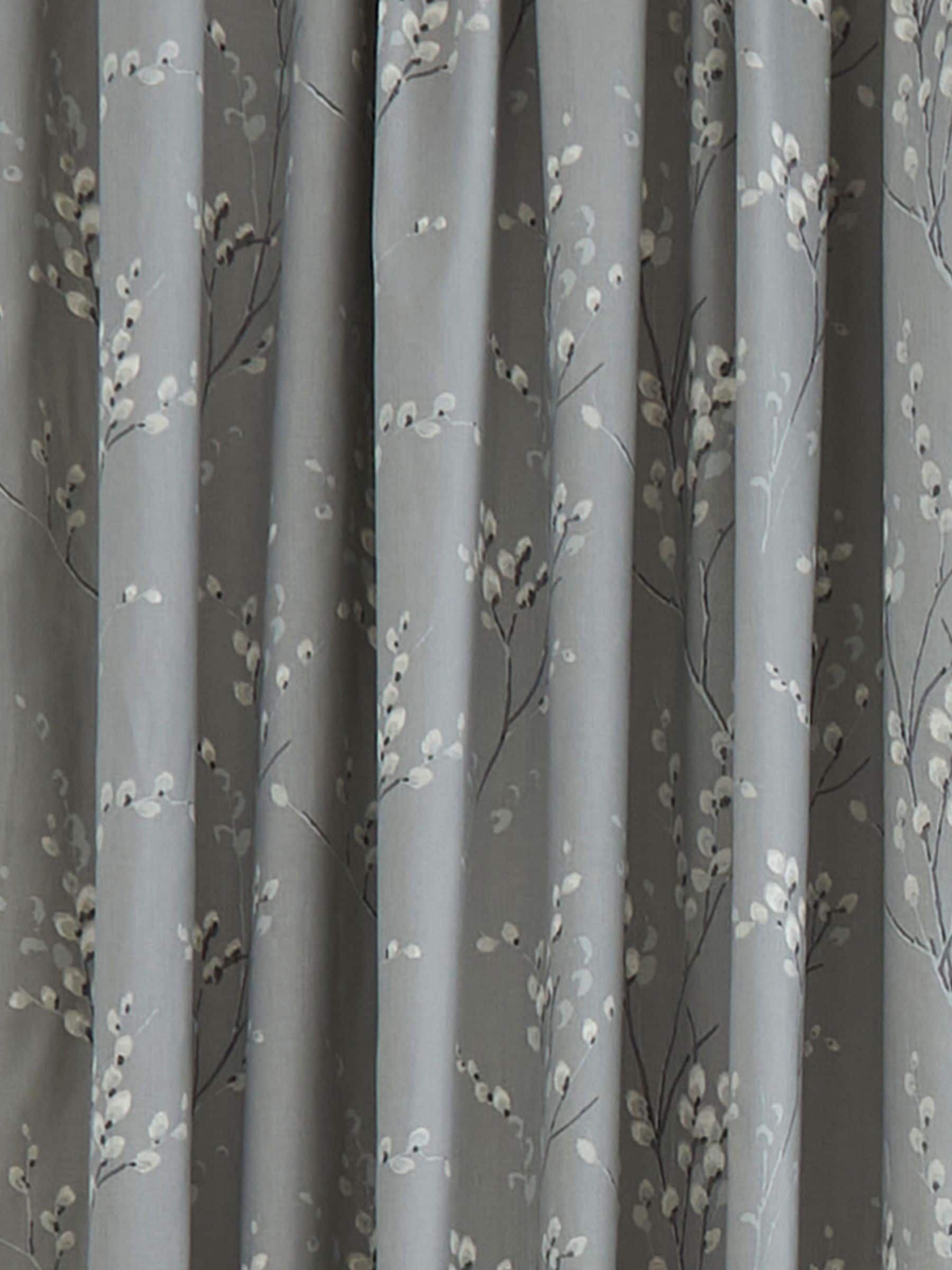 Laura Ashley grey steel pussy willow lined eyelet curtains 112cm x 137cm - British product