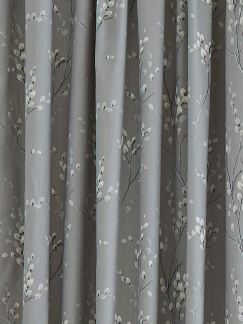 Laura Ashley grey steel pussy willow lined eyelet curtains 112cm x 137cm - British product