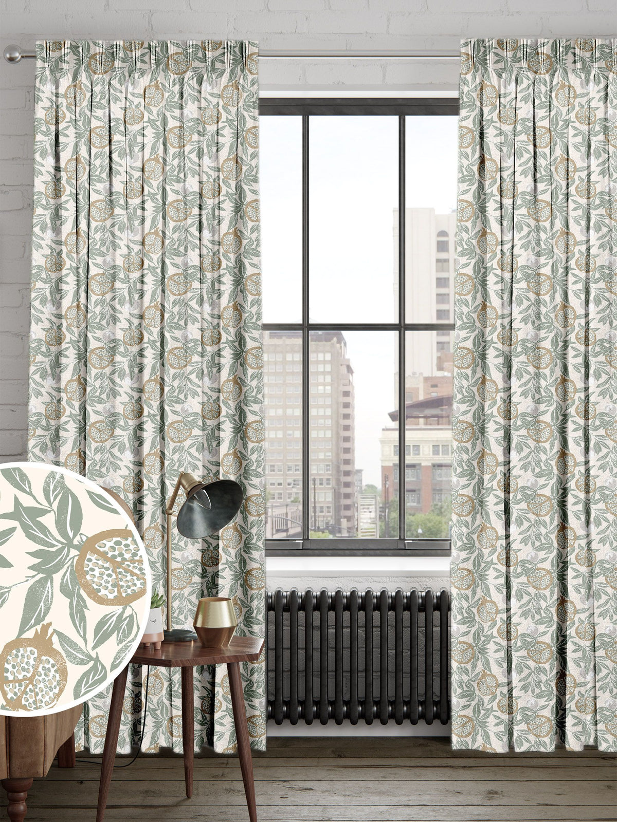 Green Halo Halo Sage made to measure curtains (British brand)