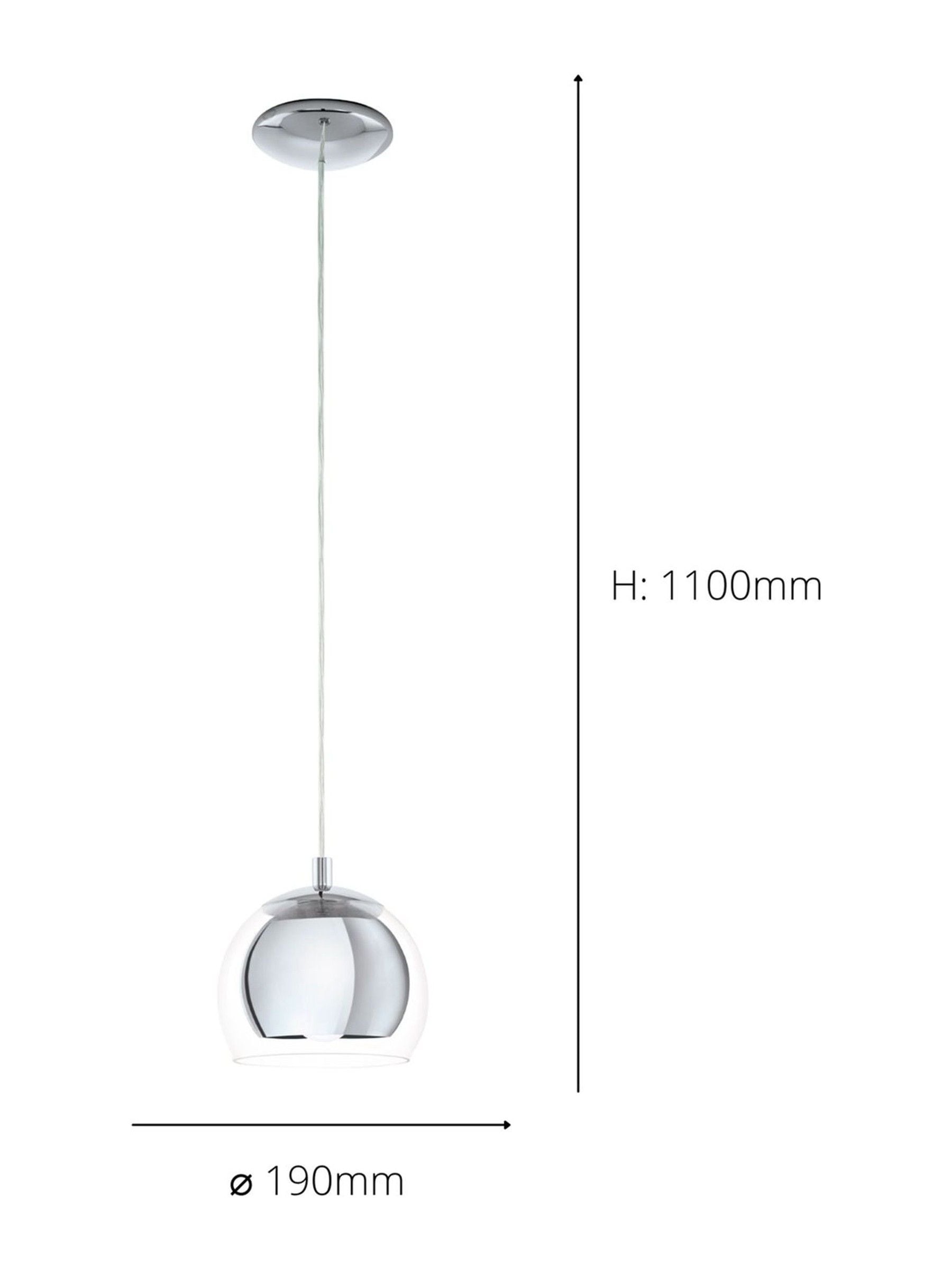 Eglo Rocamar chrome pendant light, imported from the UK