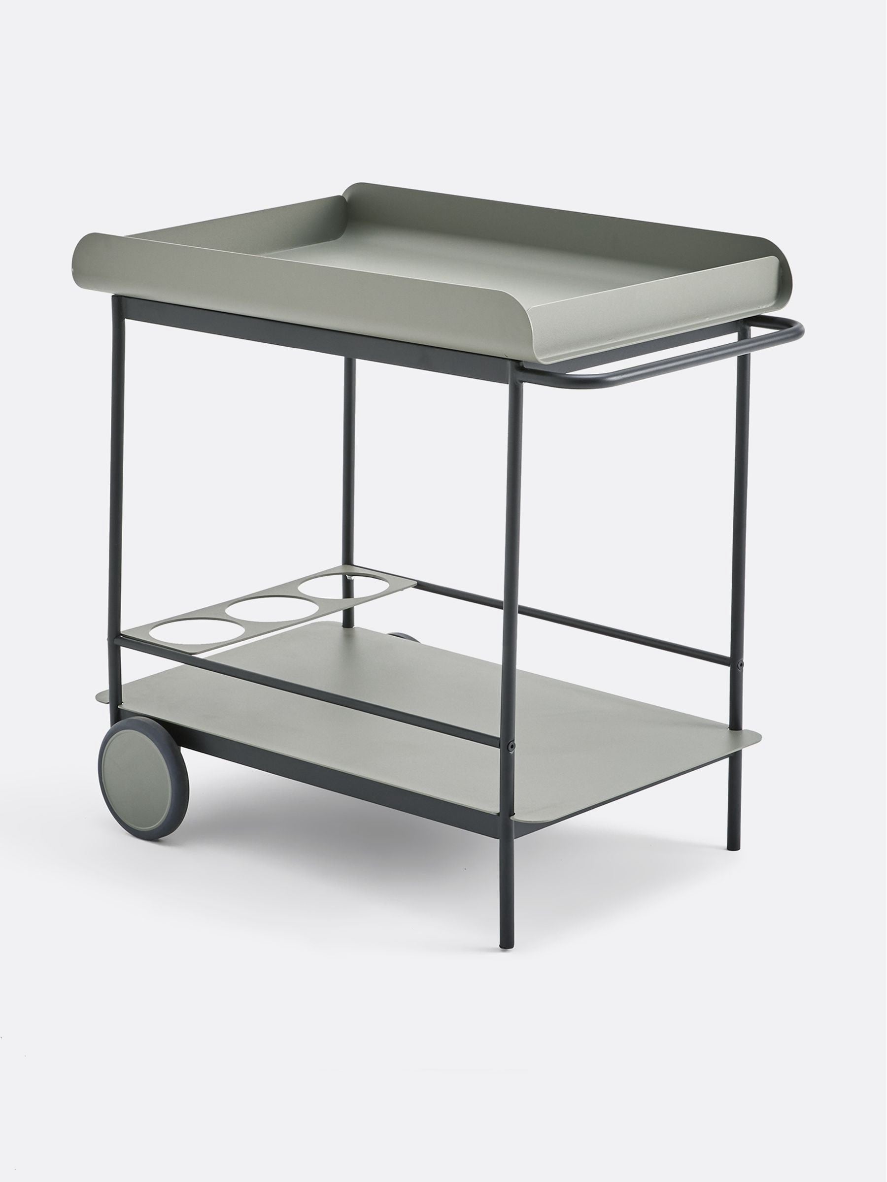 La Redoute Intérieurs sage green steel wheeled storage trolley, UK version