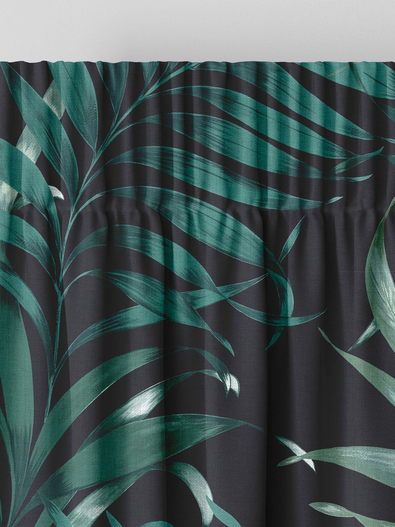 Graham & Brown Midnight Black Yasuni curtains, imported from the UK