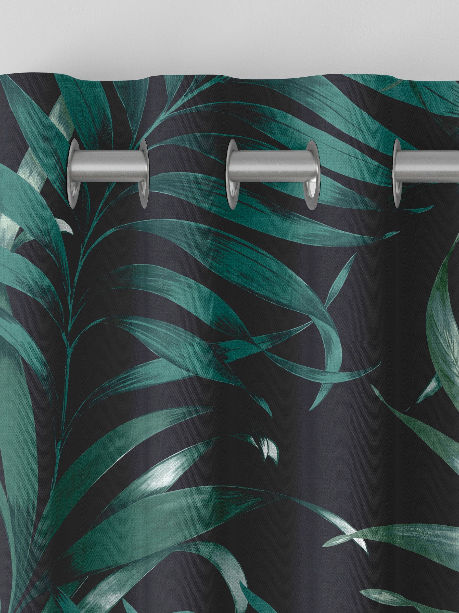 Graham & Brown Midnight Black Yasuni curtains, imported from the UK