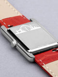 Accurist Red Rectangle Leather Strap Analogue Watch