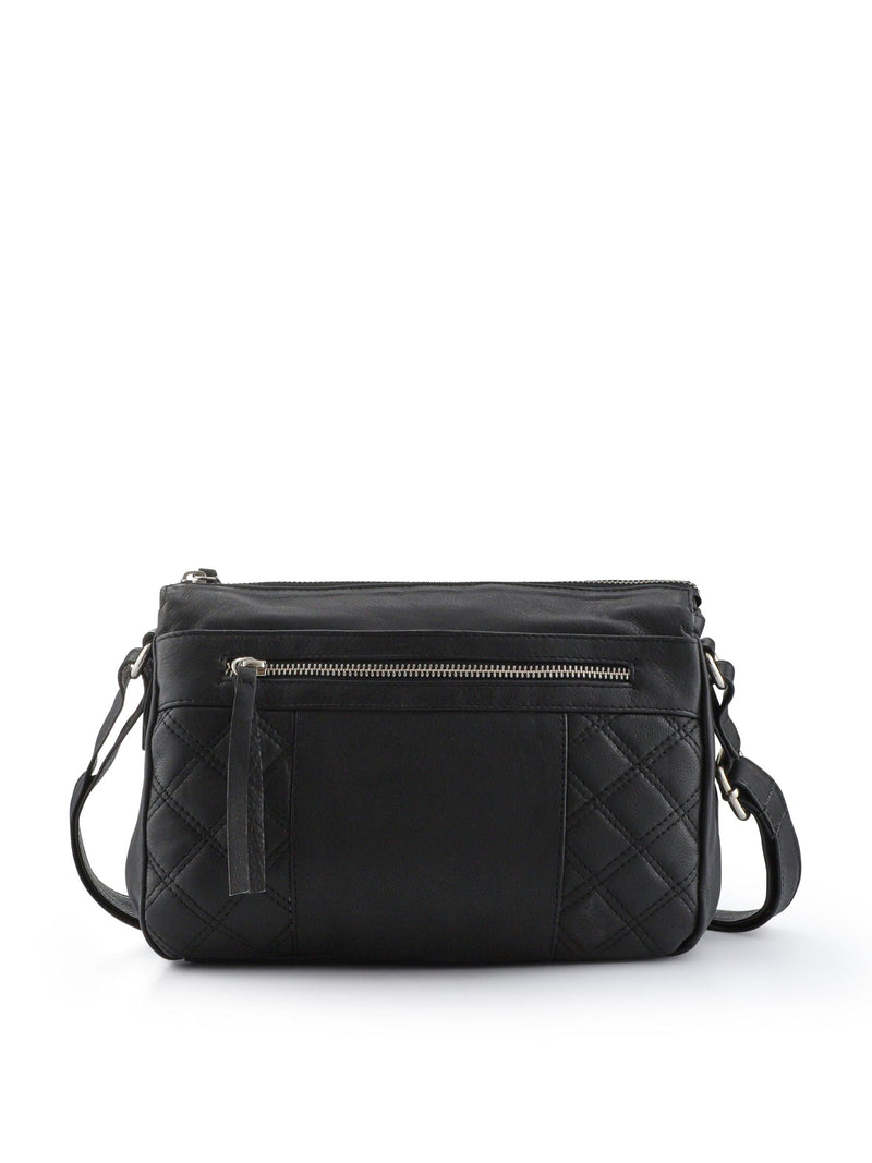 Pavers black quilted crossbody bag with adjustable strap, imported from the UK