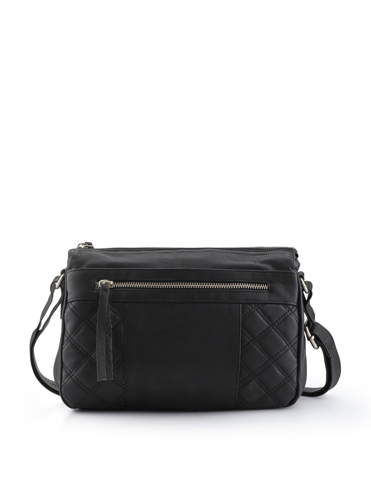 Pavers black quilted crossbody bag with adjustable strap, imported from the UK