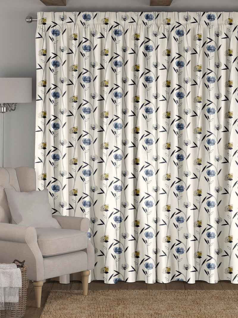 Blue Hetty made to measure curtains in 100% cotton, UK version