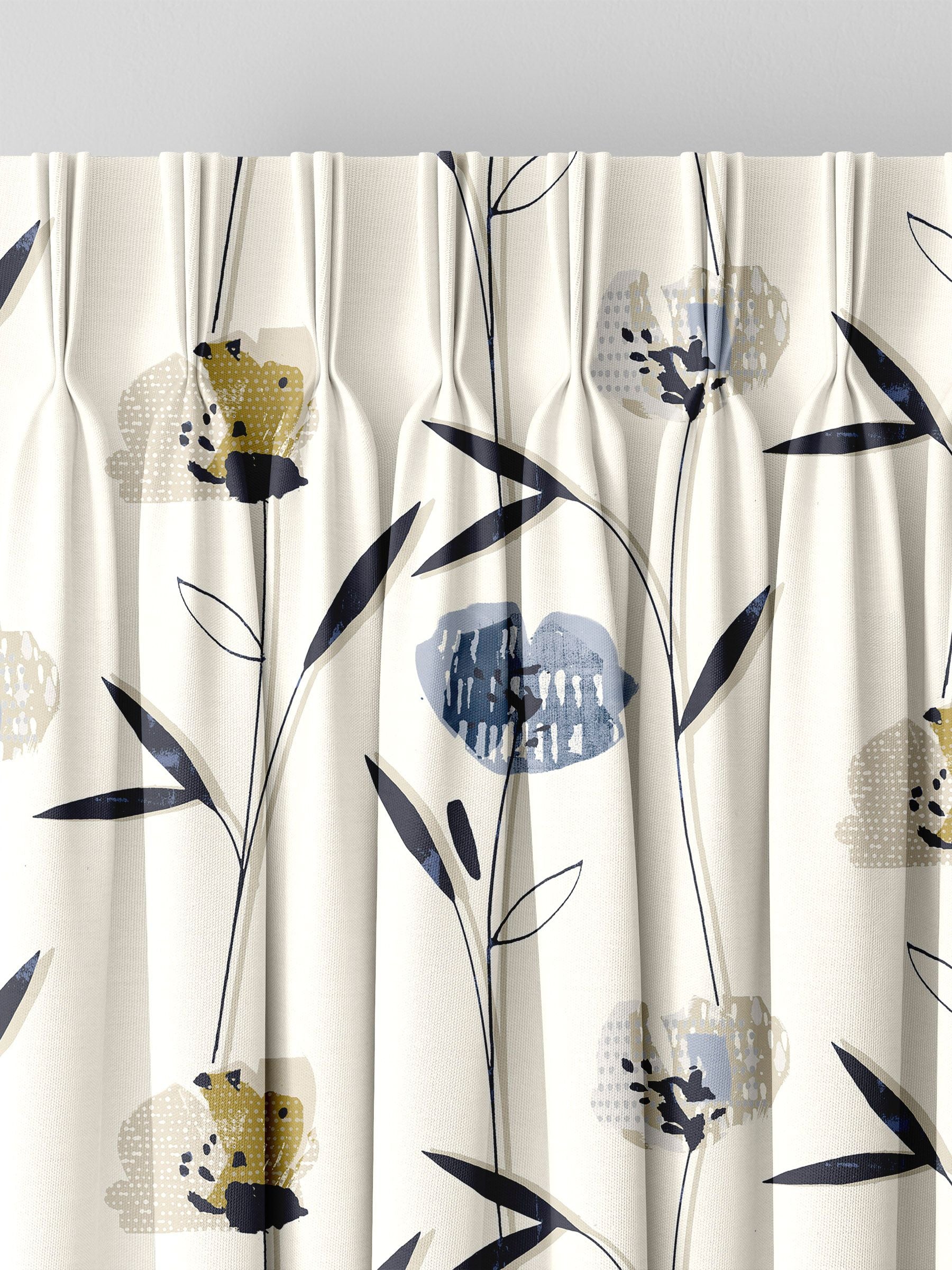 Blue Hetty made to measure curtains in 100% cotton, UK version