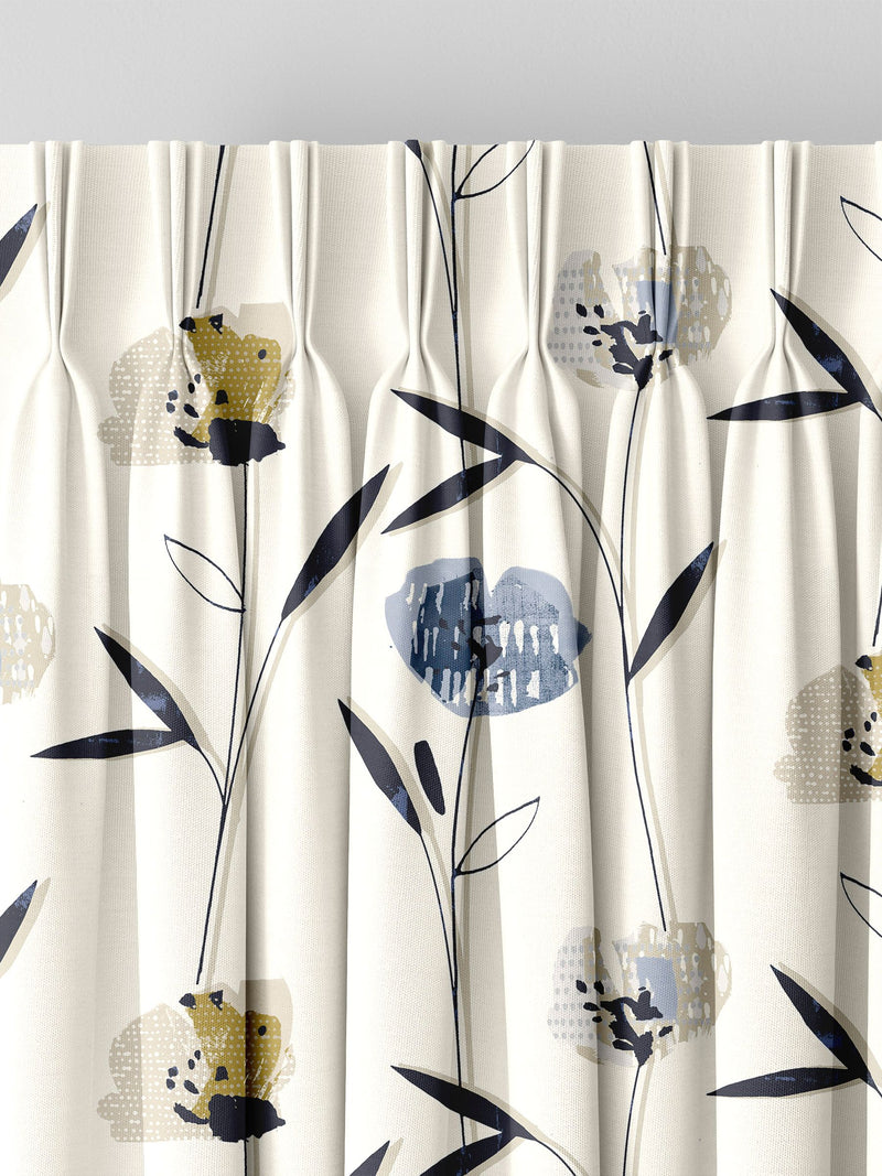Blue Hetty made to measure curtains in 100% cotton, UK version