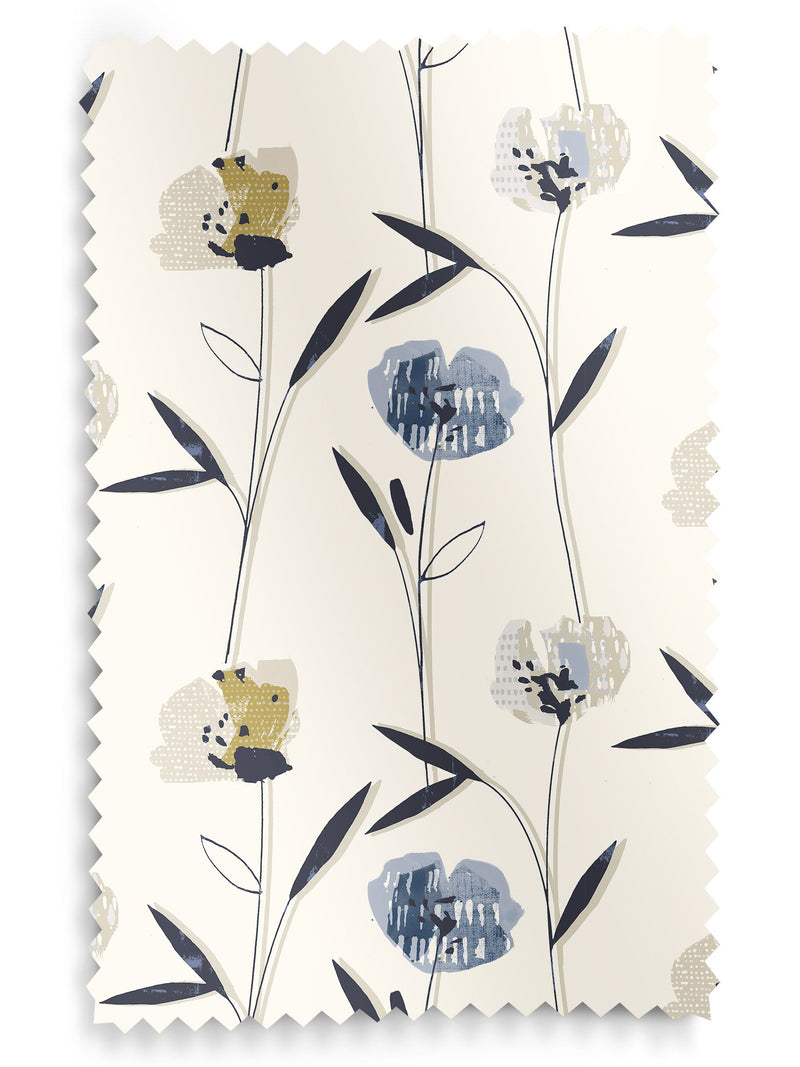 Blue Hetty made to measure curtains in 100% cotton, UK version