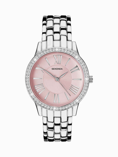 Next Sekonda Pink Alloy Bracelet Watch 33mm- Buy online at McGrocer