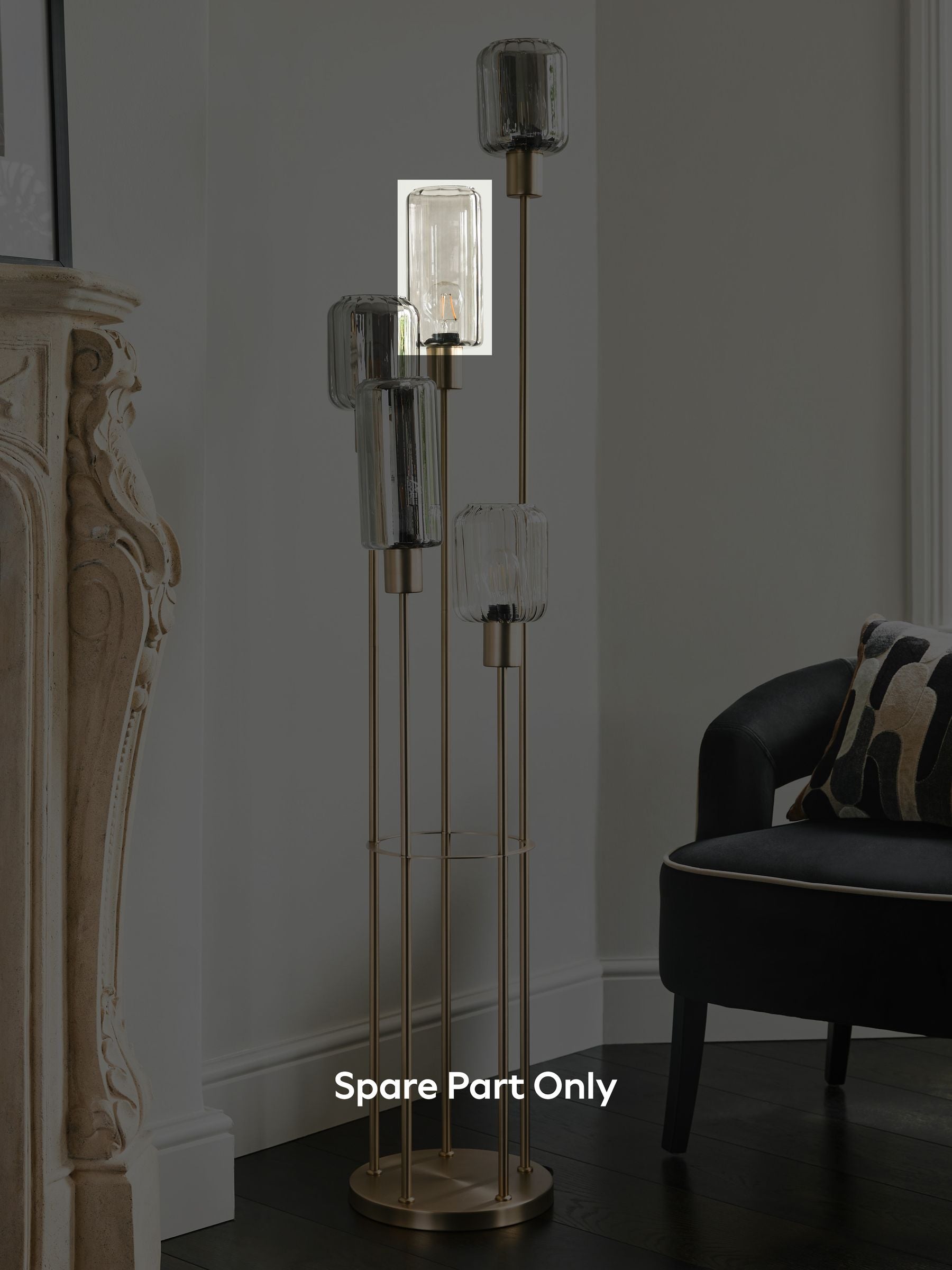 Jensen smoke grey glass lamp shade 23cm, imported from the UK