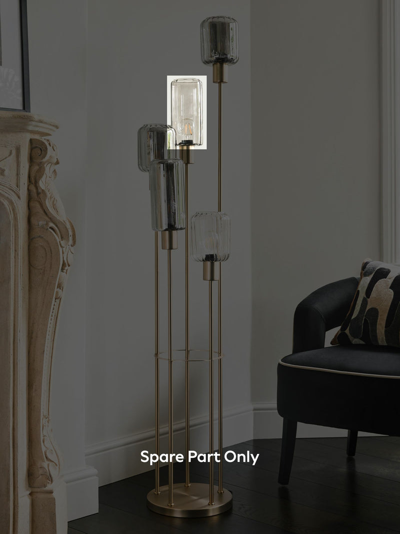 Jensen smoke grey glass lamp shade 23cm, imported from the UK