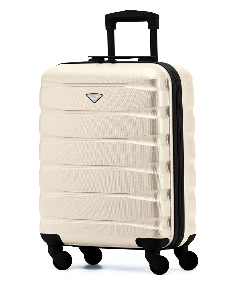 Flight Knight Cream/Black 55x40x20cm Ryanair Priority 4 Wheel ABS Hard Case Cabin Carry On Hand Luggage