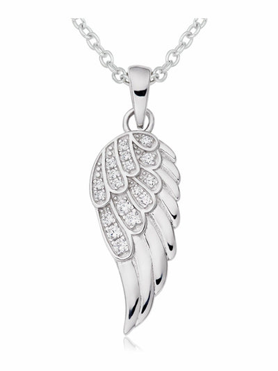 Next Sterling Silver Cubic Zirconia Angel Wing Pendant Necklace- Buy online at McGrocer