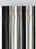 Black Huddson made to measure curtains with grey and black stripes, imported from the UK