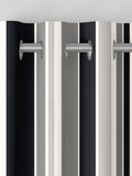 Black Huddson made to measure curtains with grey and black stripes, imported from the UK
