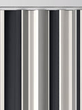 Black Huddson made to measure curtains with grey and black stripes, imported from the UK