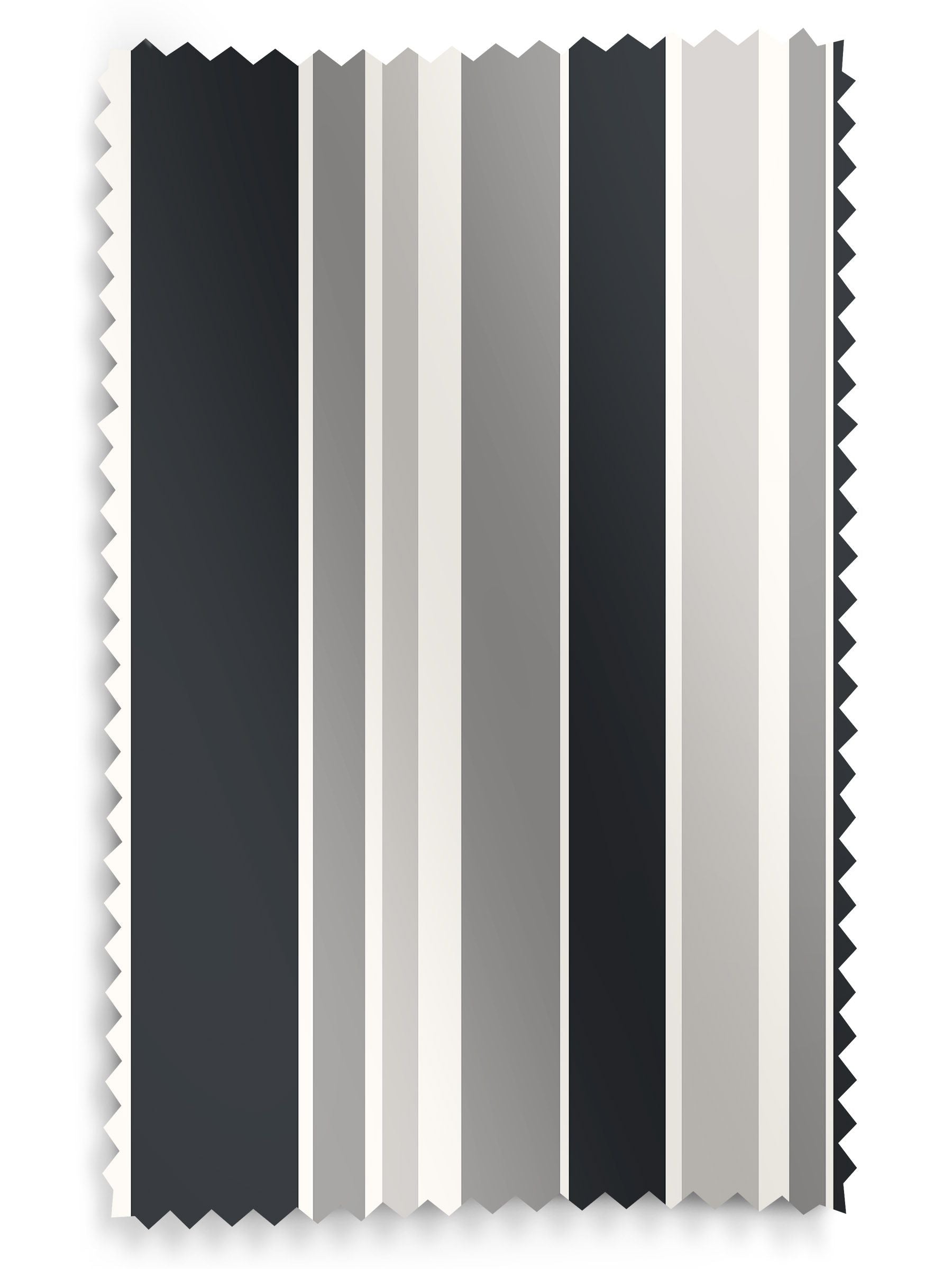 Black Huddson made to measure curtains with grey and black stripes, imported from the UK