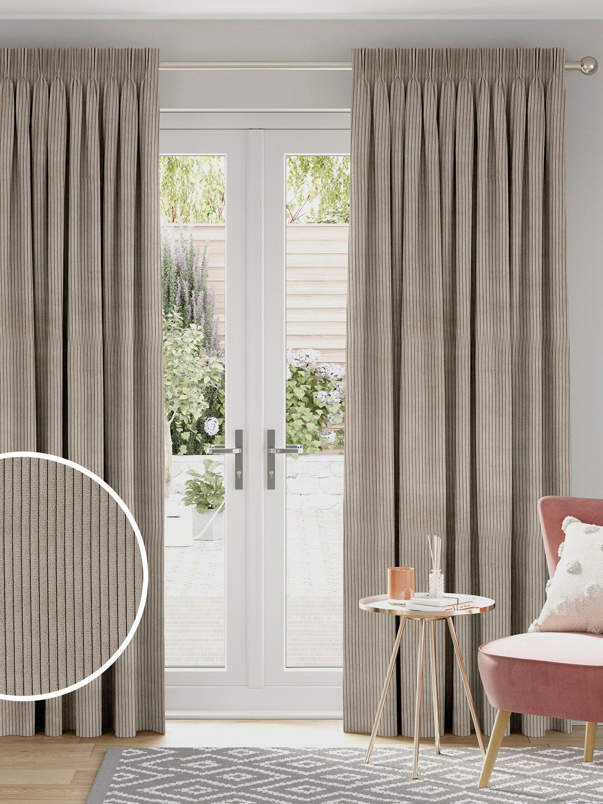Jangga stone natural corduroy effect curtains, imported from the UK