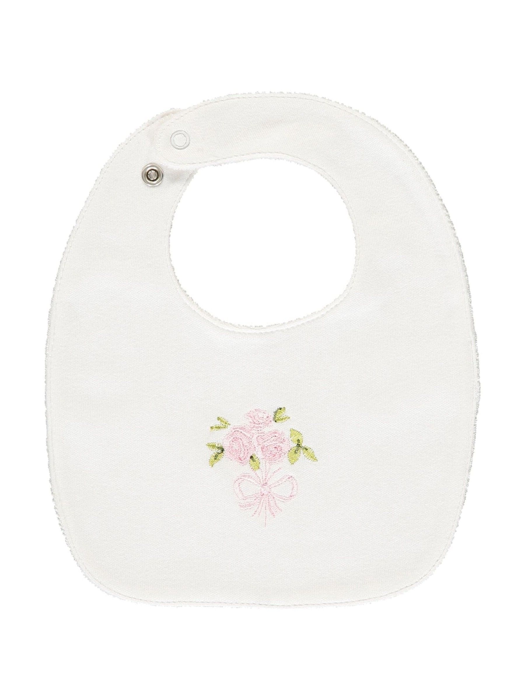 Emile Et Rose pink floral embroidered bib gift set, UK version