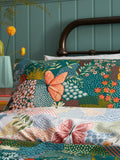 Furn teal blue forage reversible floral duvet cover and pillowcase set - British product