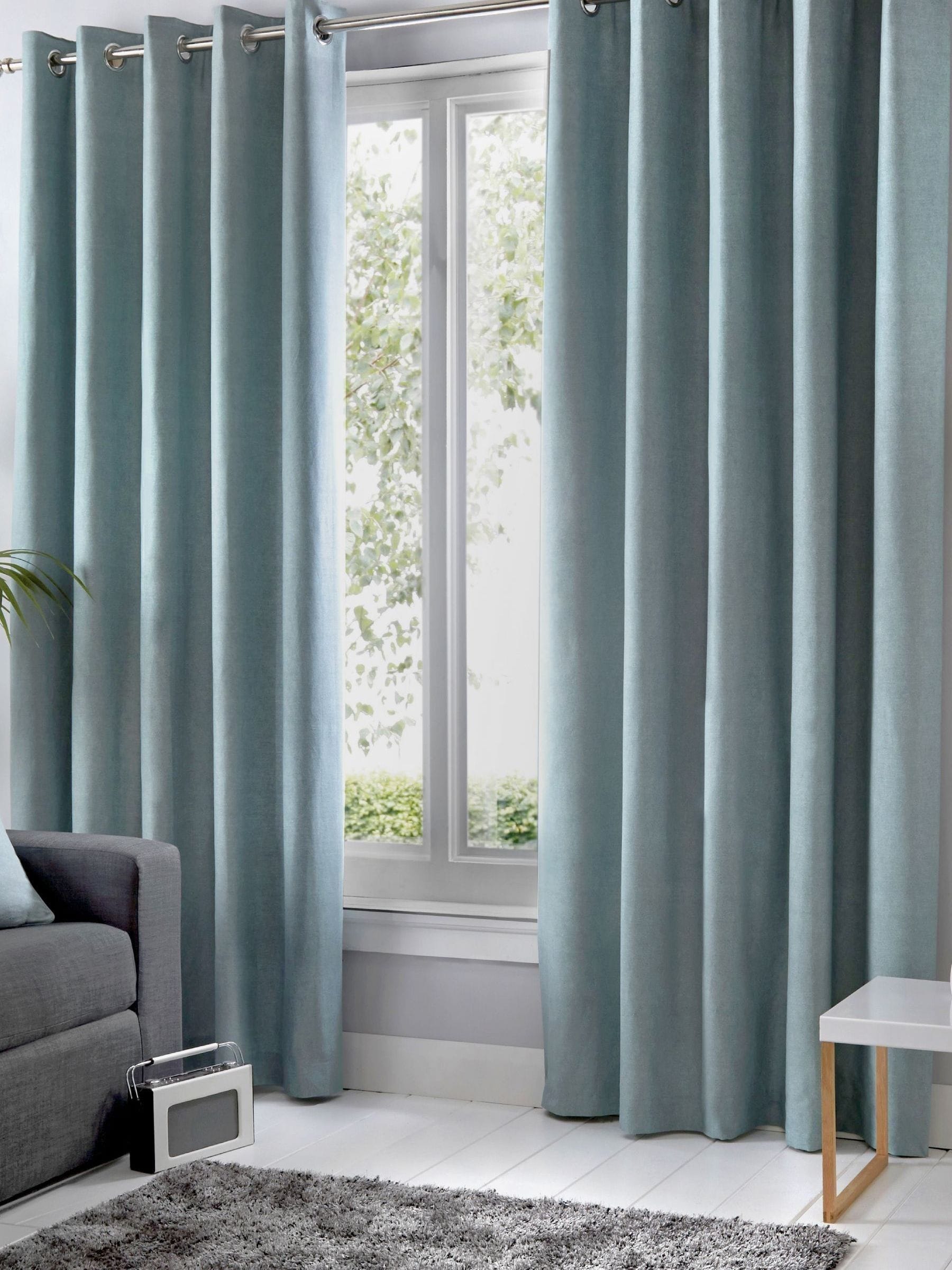 Fusion Blue Sorbonne Light Filtering Eyelet Curtains