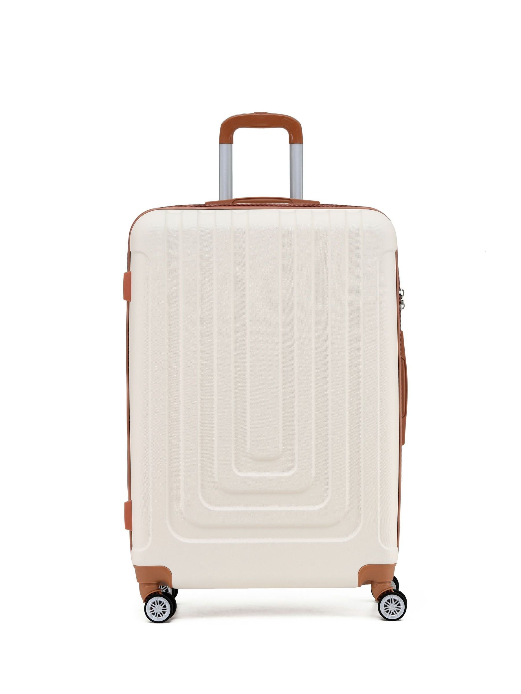 Flight Knight Cream Large Hardcase Lightweight Check-In Suitcase with 4 Wheels