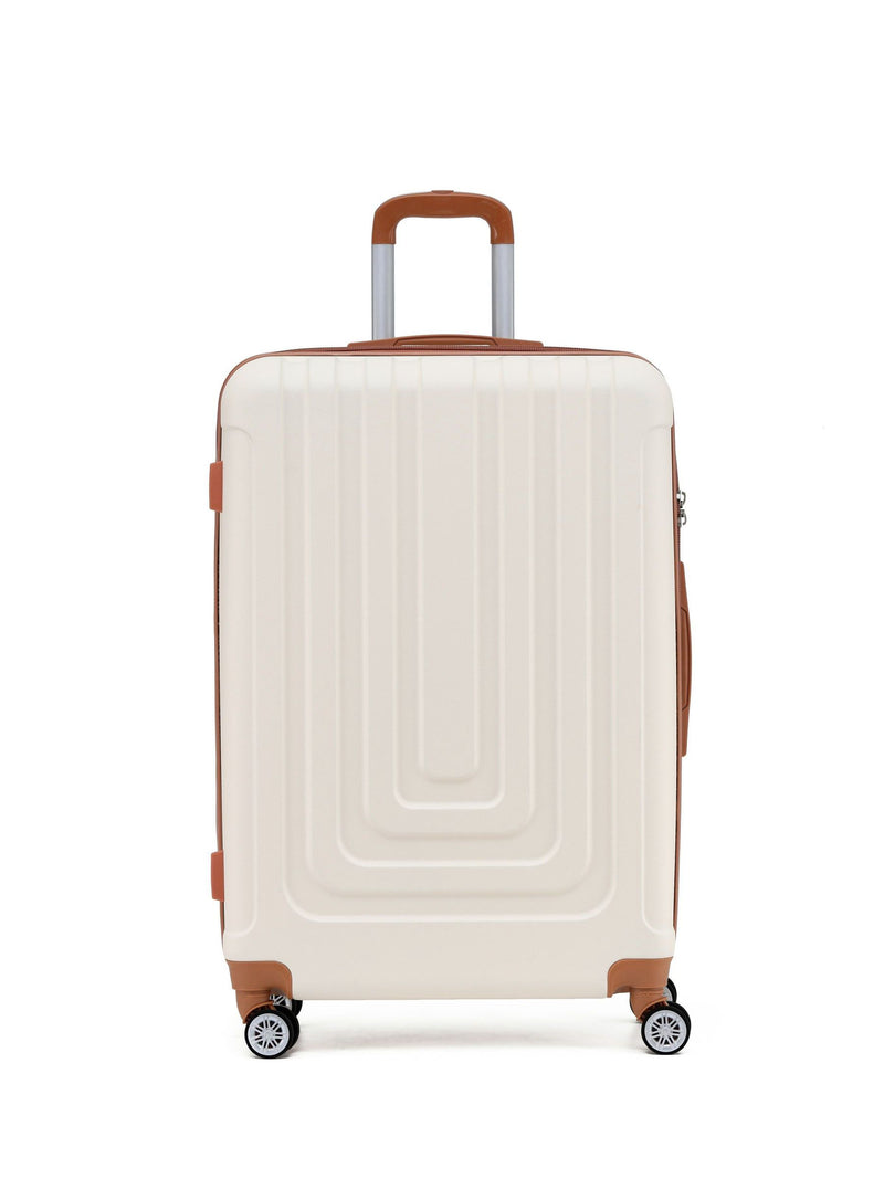 Flight Knight Cream Large Hardcase Lightweight Check-In Suitcase with 4 Wheels