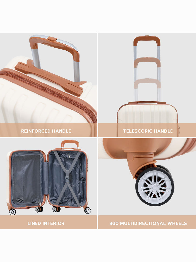 Flight Knight Cream Large Hardcase Lightweight Check-In Suitcase with 4 Wheels