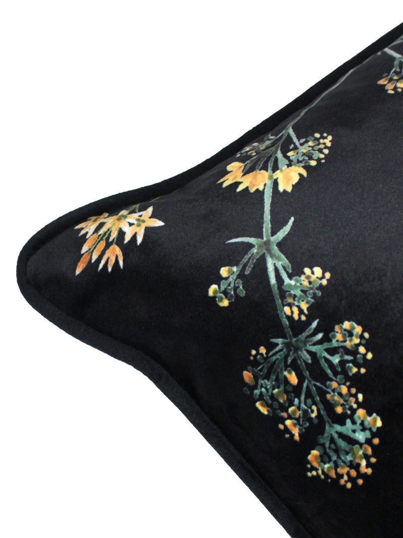 Evans Lichfield midnight garden bee print velvet cushion 43x43cm, UK version
