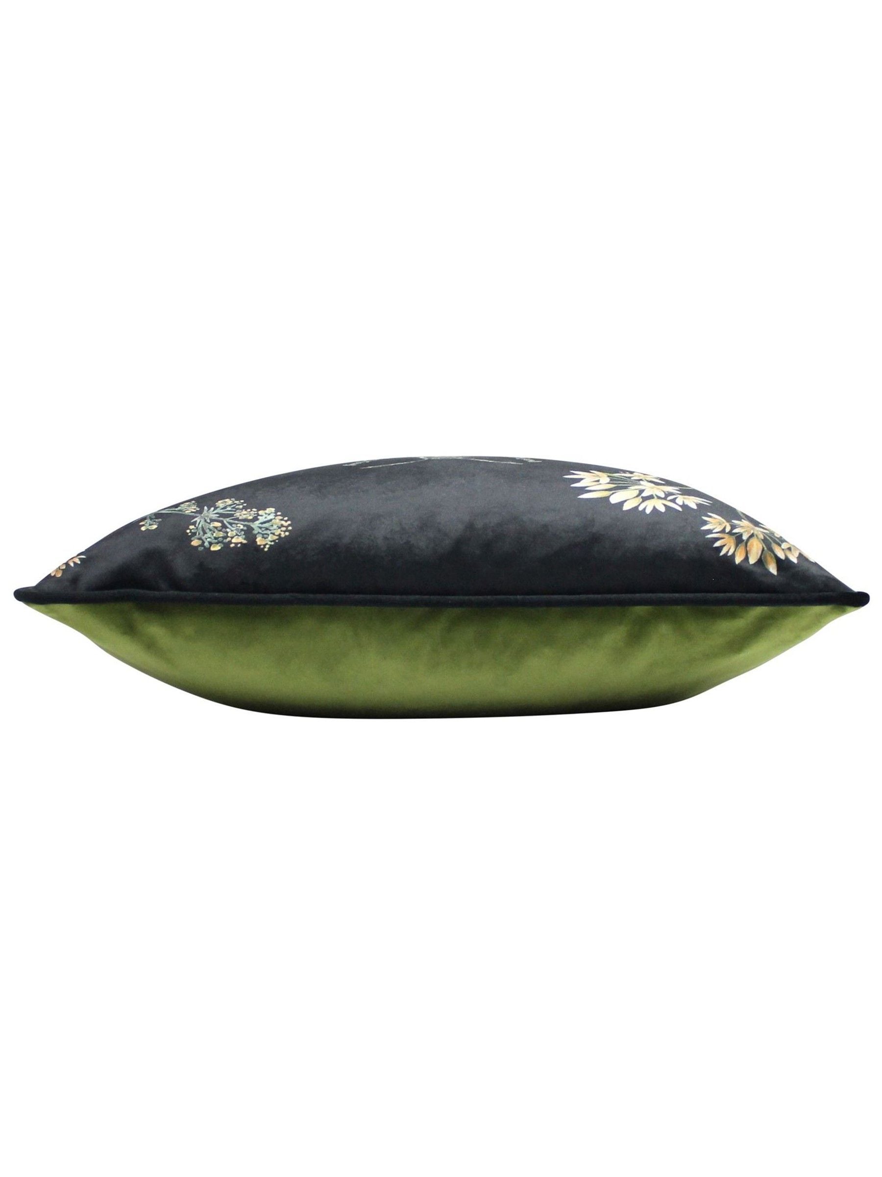 Evans Lichfield midnight garden bee print velvet cushion 43x43cm, UK version
