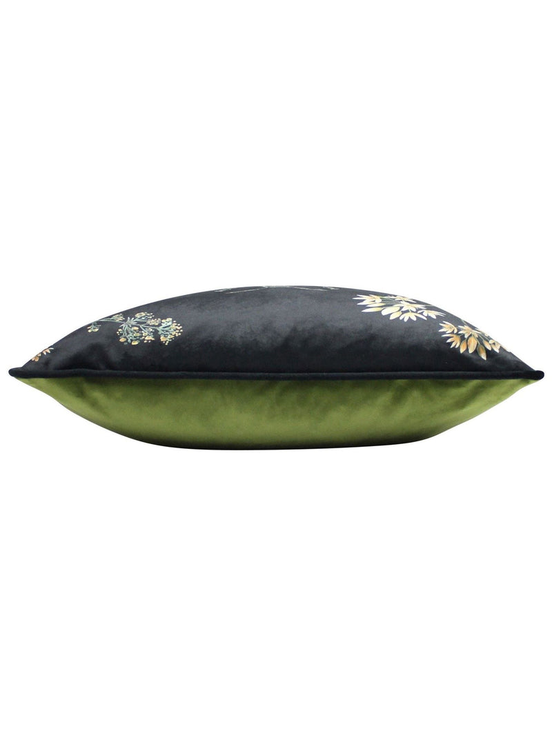 Evans Lichfield midnight garden bee print velvet cushion 43x43cm, UK version