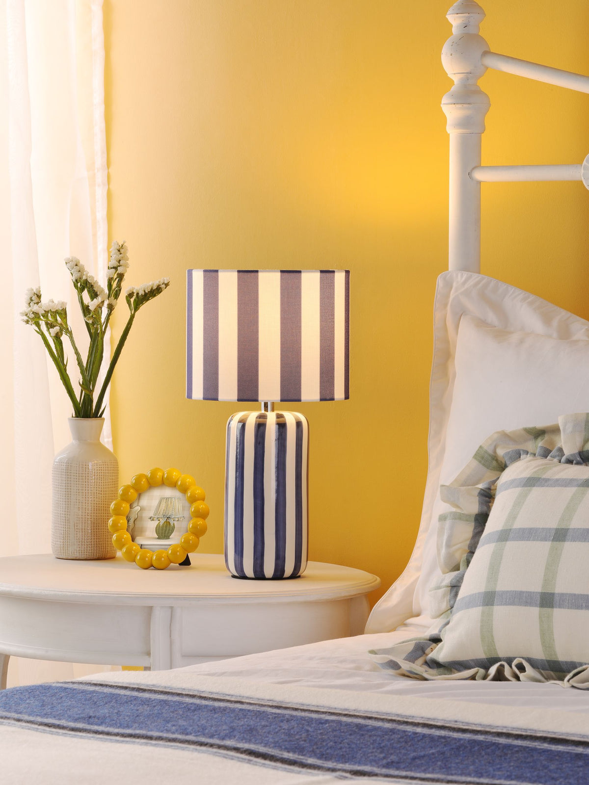 Dar Lighting blue ceramic table lamp H38cm - British product