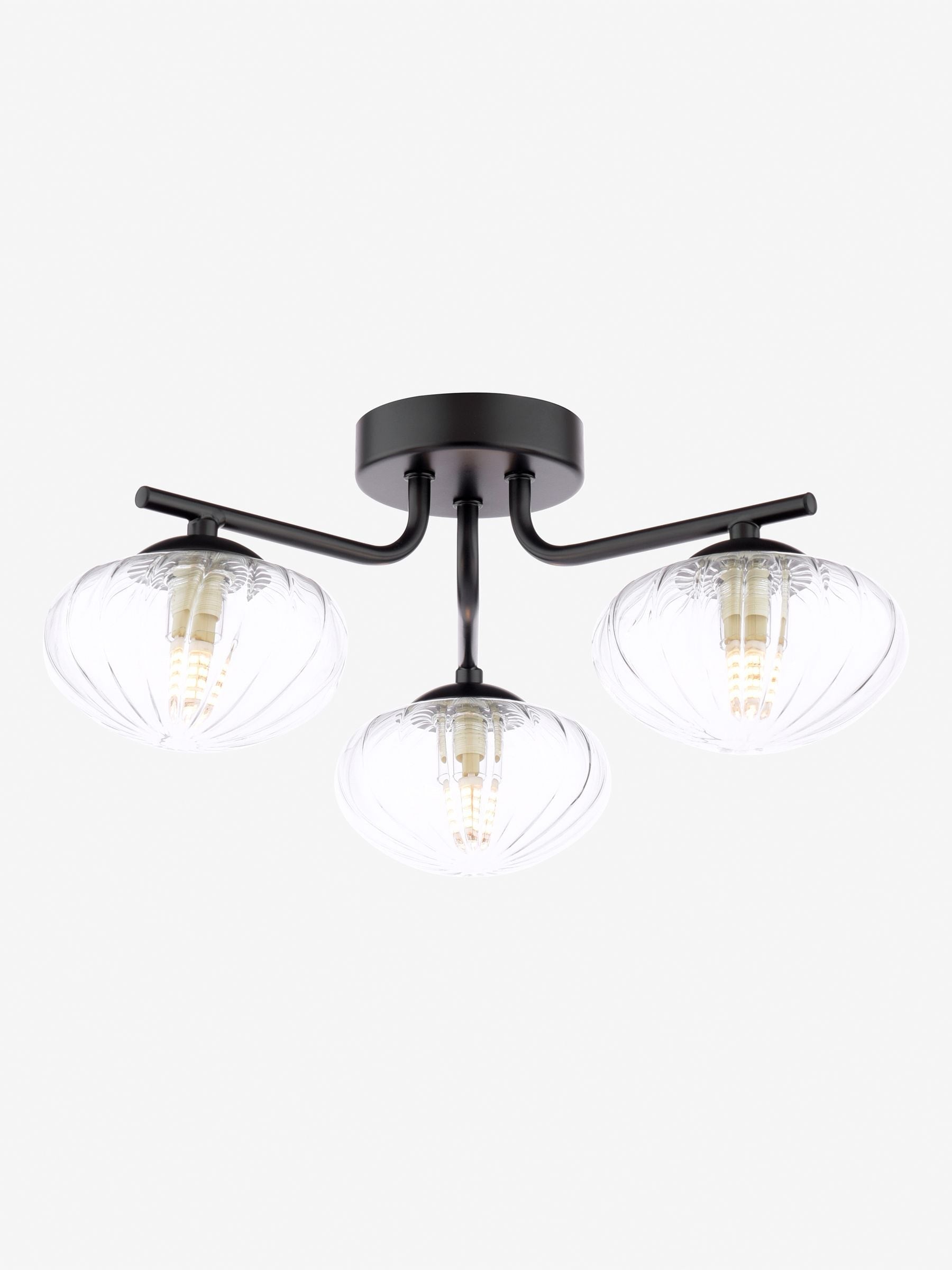 Dar Lighting Ede semi-flush ceiling light black glass 41cm (British brand)