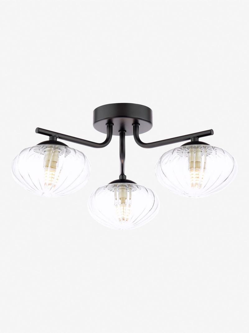 Dar Lighting Ede semi-flush ceiling light black glass 41cm (British brand)